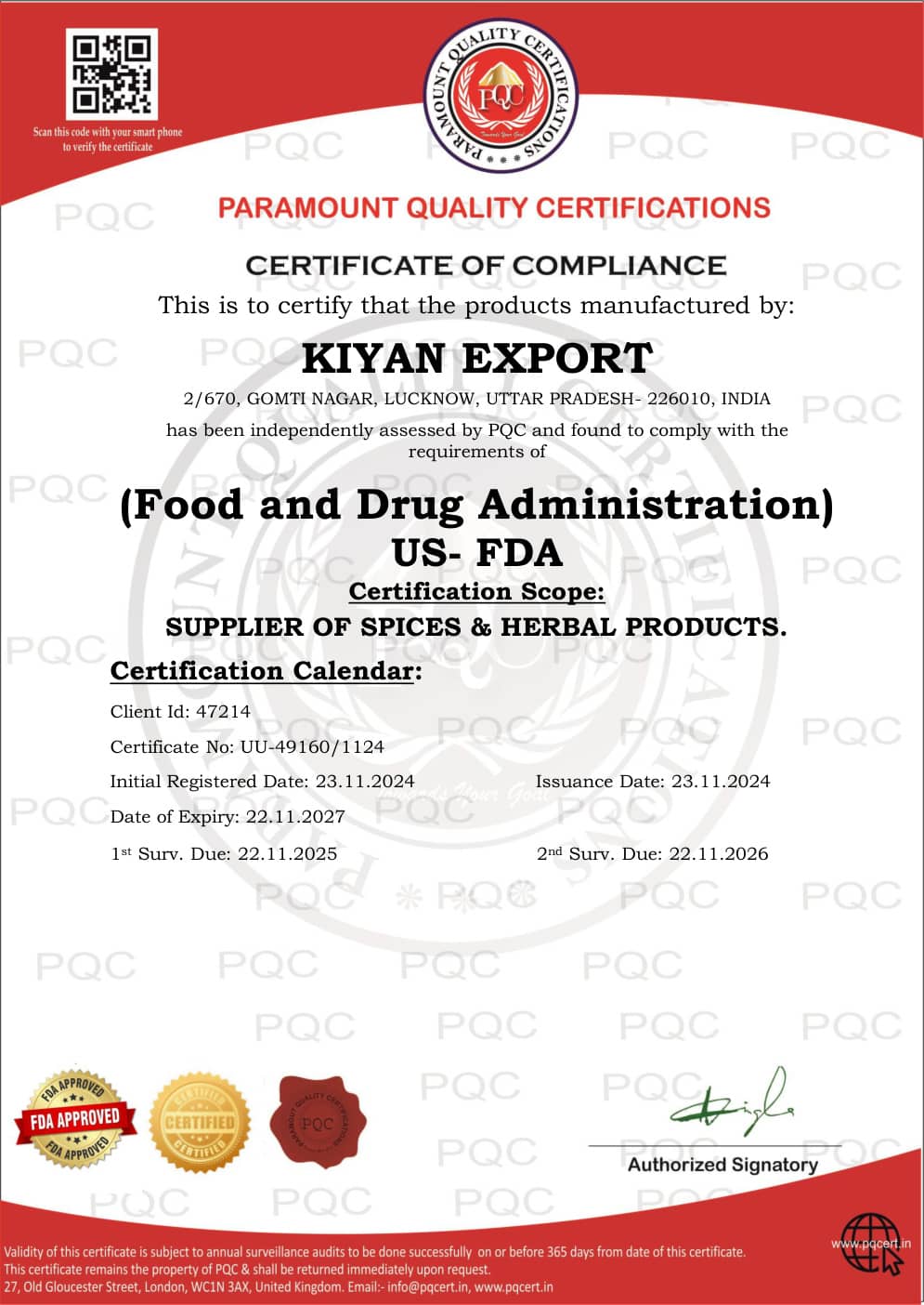 US-FDA Facility Registration
